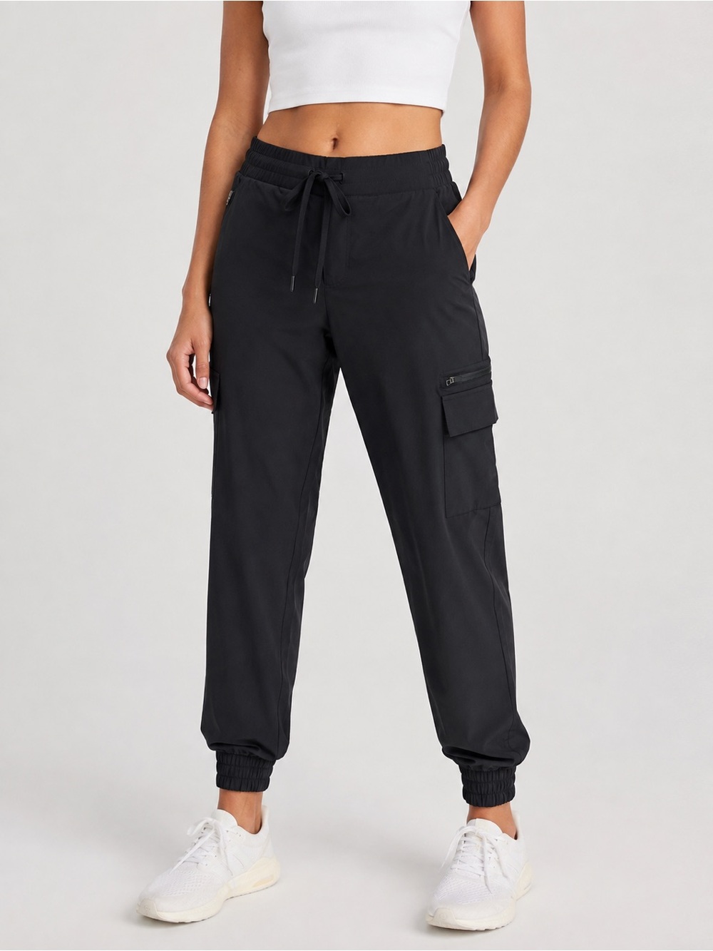 All in Motion Black Cargo Jogger Track Pants Women’s Medium